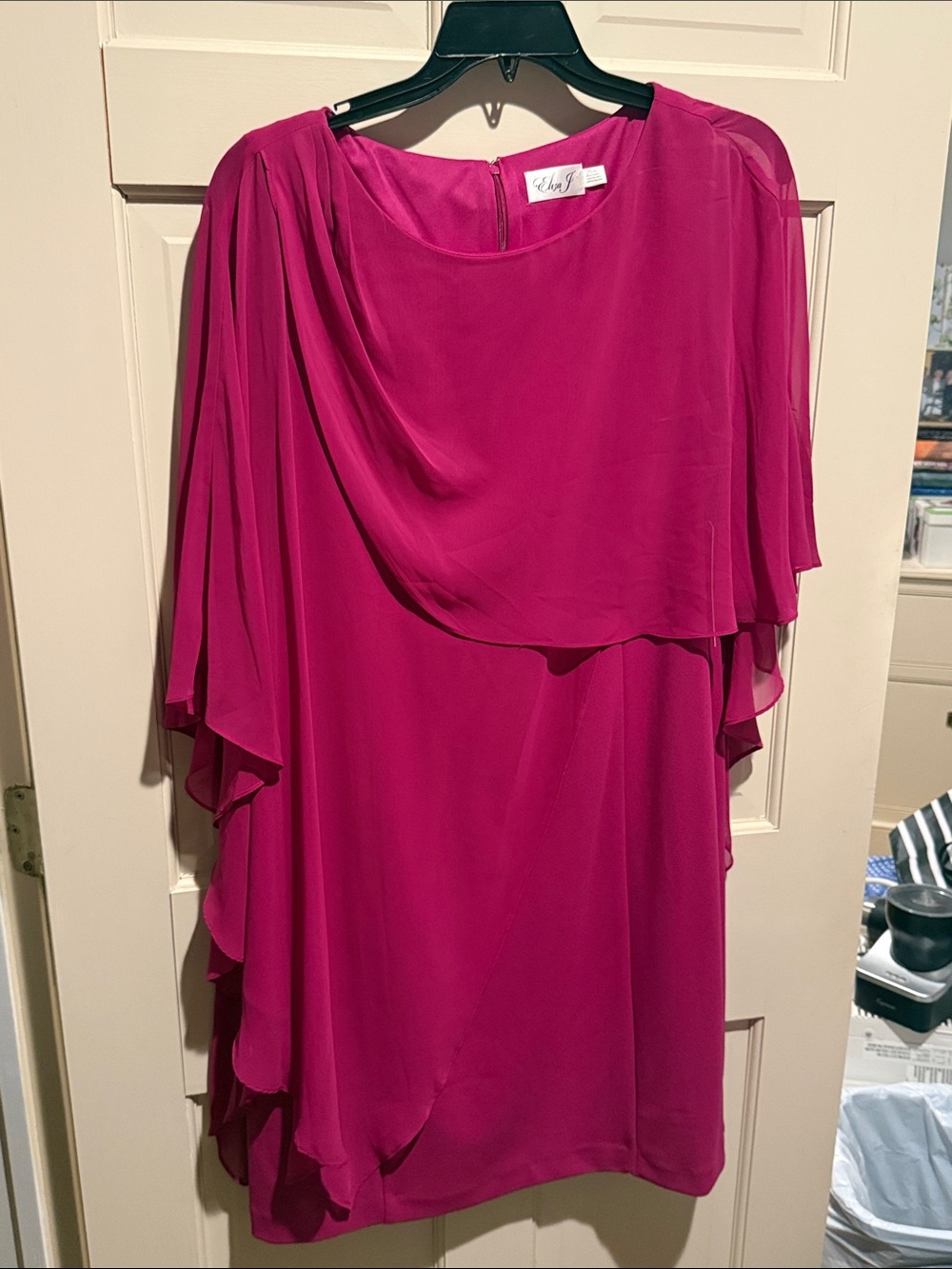 Eliza J Magenta Layered Chiffon Capelet Tunic